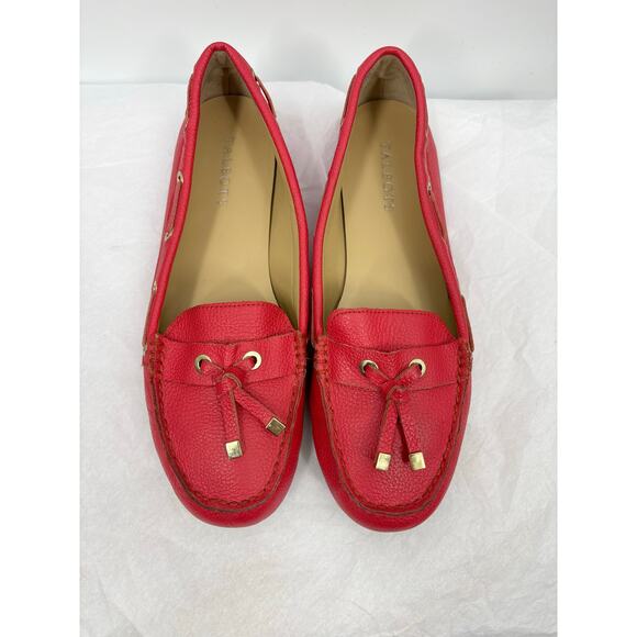 Talbots Easton Red Leather Tassel Driving Moccasin Loafer Shoe Sz 9 - Picture 2 of 13
